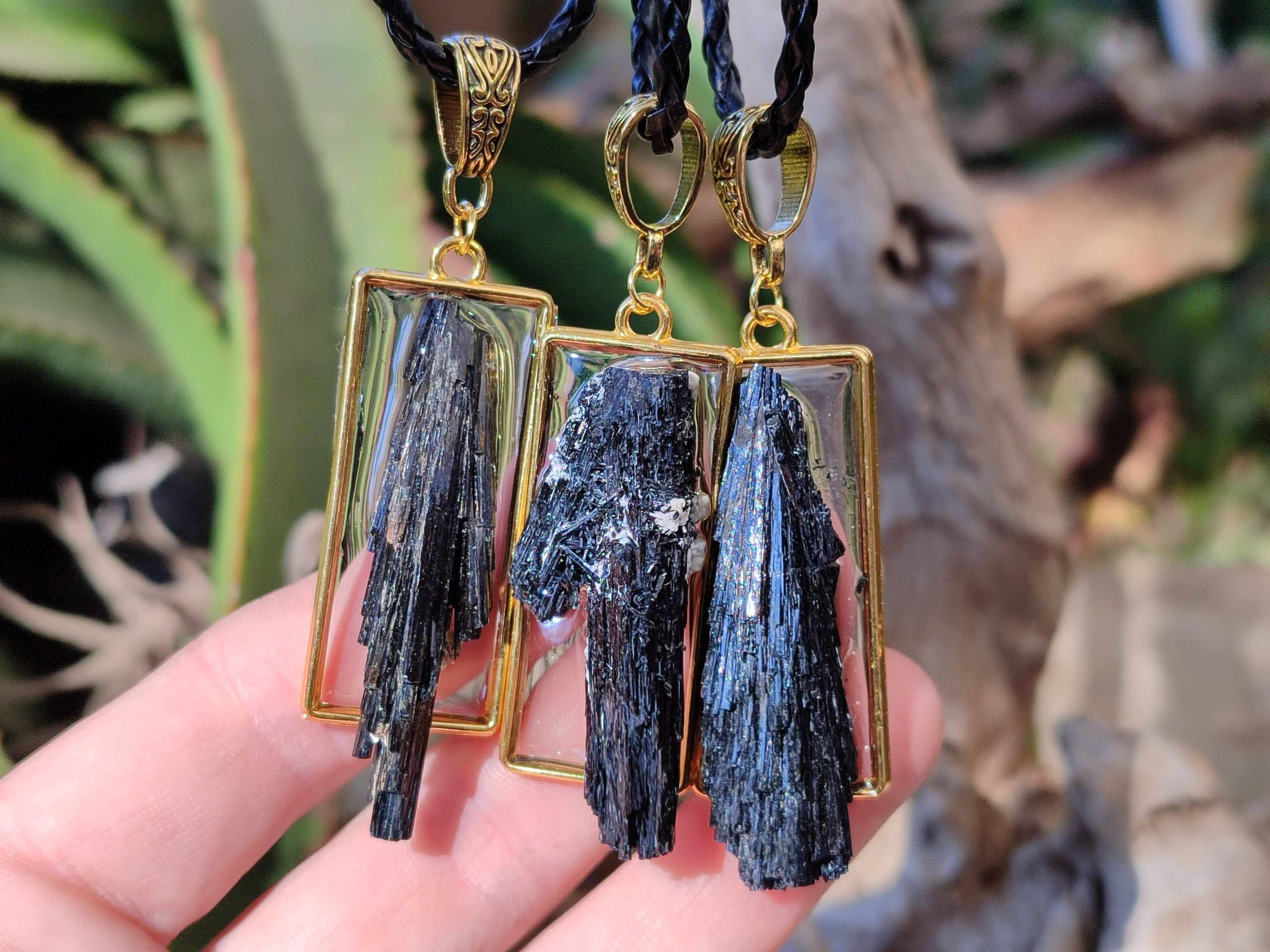 Hand Made Black Tourmaline Pendant - Sold Per Item - From Erongo, Namibia - Toprock Gemstones and Minerals 
