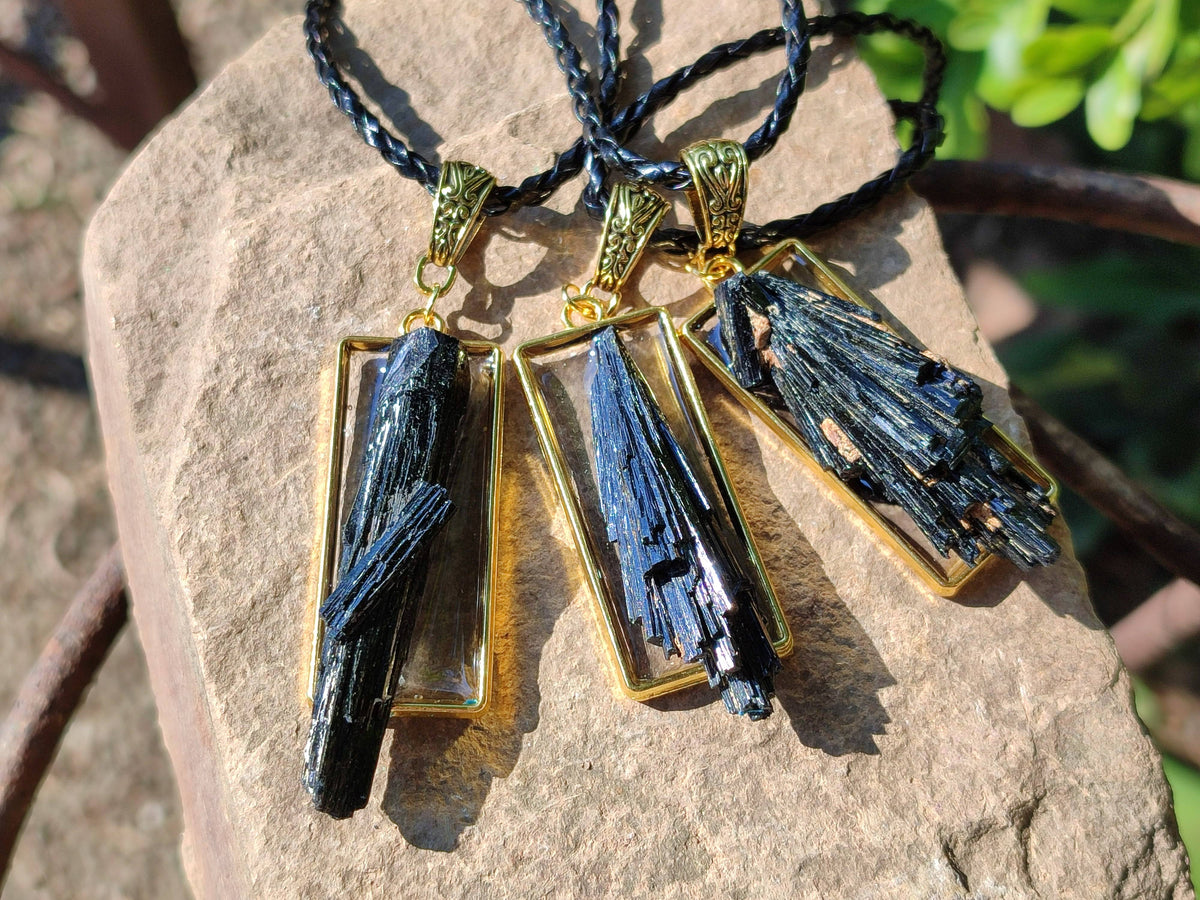 Hand Made Black Tourmaline Pendant - Sold Per Item - From Erongo, Namibia - Toprock Gemstones and Minerals 
