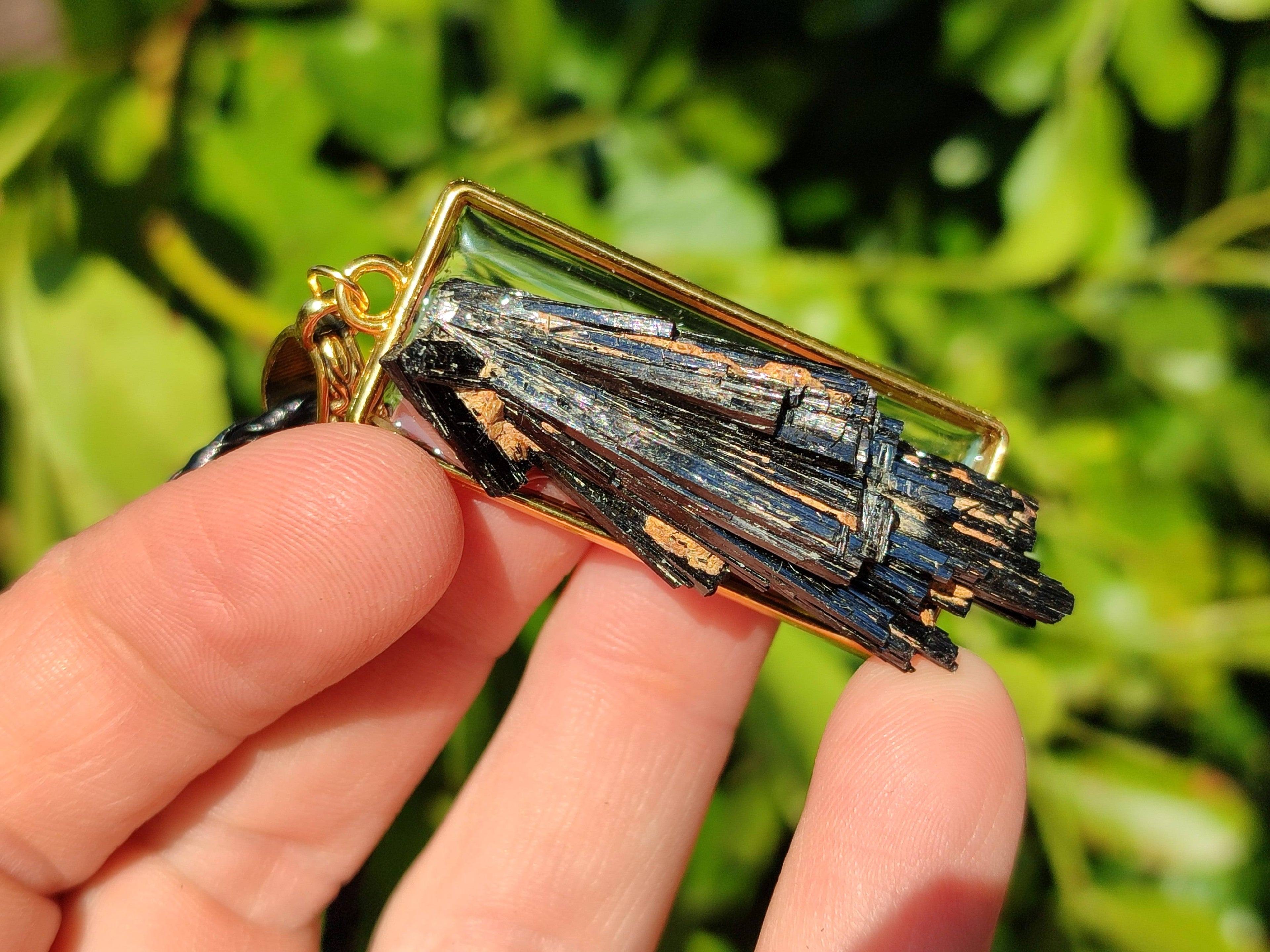 Hand Made Black Tourmaline Pendant - Sold Per Item - From Erongo, Namibia - Toprock Gemstones and Minerals 