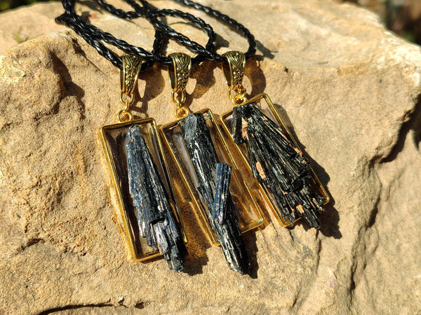 Hand Made Black Tourmaline Pendant - Sold Per Item - From Erongo, Namibia