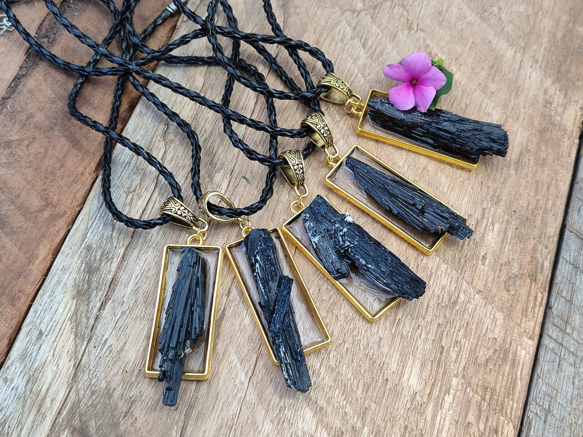 Hand Made Black Tourmaline Pendant - Sold Per Item - From Erongo, Namibia - Toprock Gemstones and Minerals 
