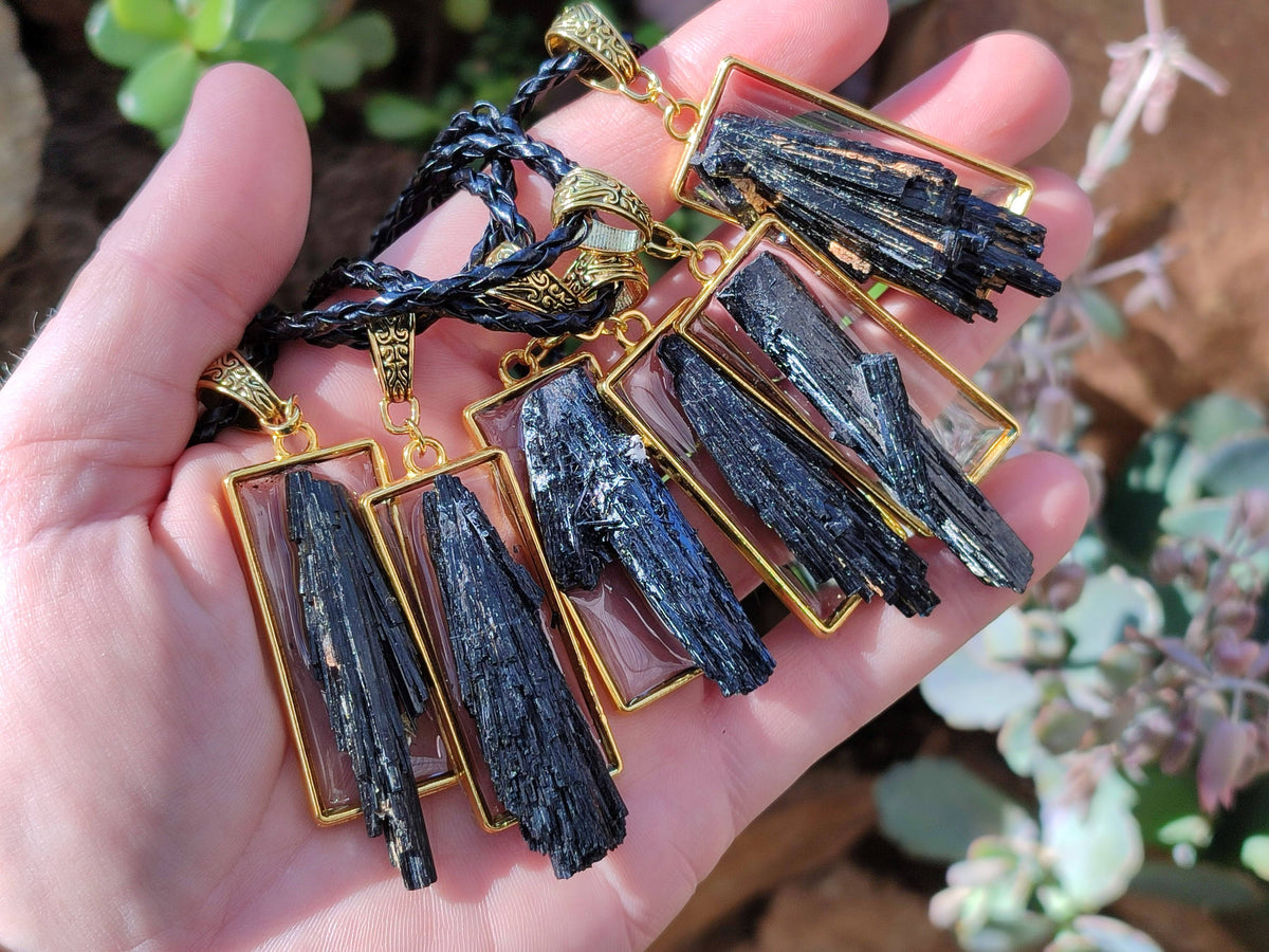 Hand Made Black Tourmaline Pendant - Sold Per Item - From Erongo, Namibia - Toprock Gemstones and Minerals 