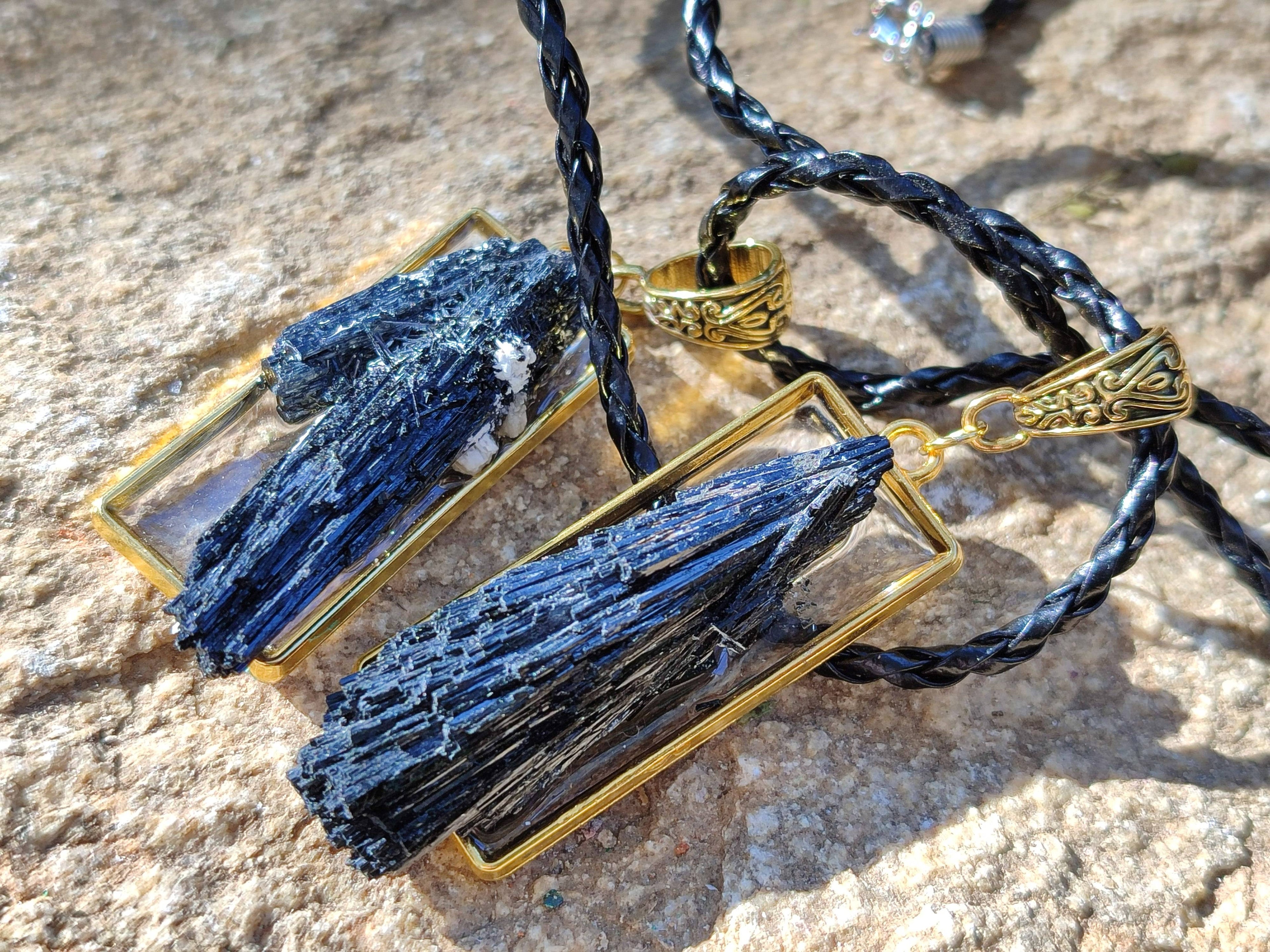 Hand Made Black Tourmaline Pendant - Sold Per Item - From Erongo, Namibia - Toprock Gemstones and Minerals 