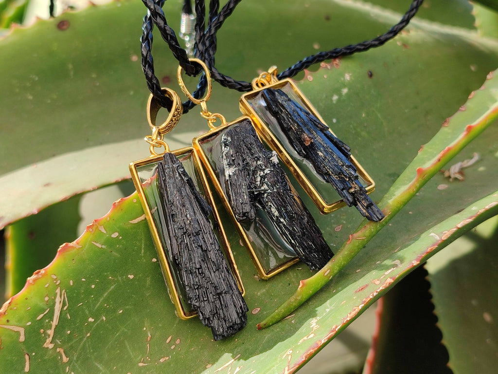 Hand Made Black Tourmaline Pendant - Sold Per Item - From Erongo, Namibia - Toprock Gemstones and Minerals 