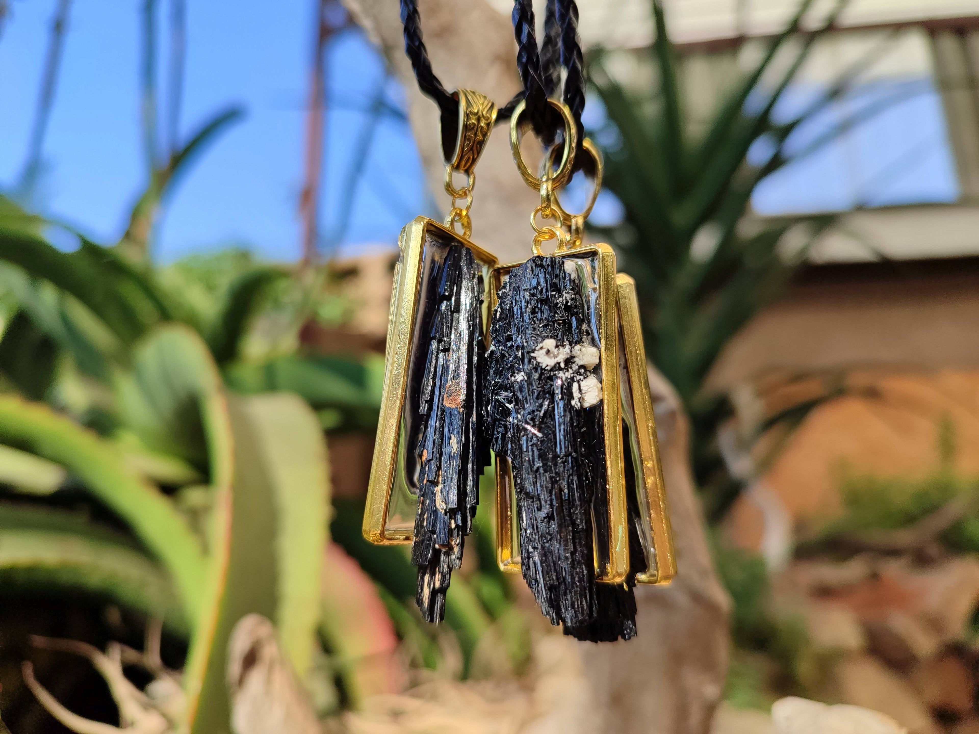 Hand Made Black Tourmaline Pendant - Sold Per Item - From Erongo, Namibia - Toprock Gemstones and Minerals 