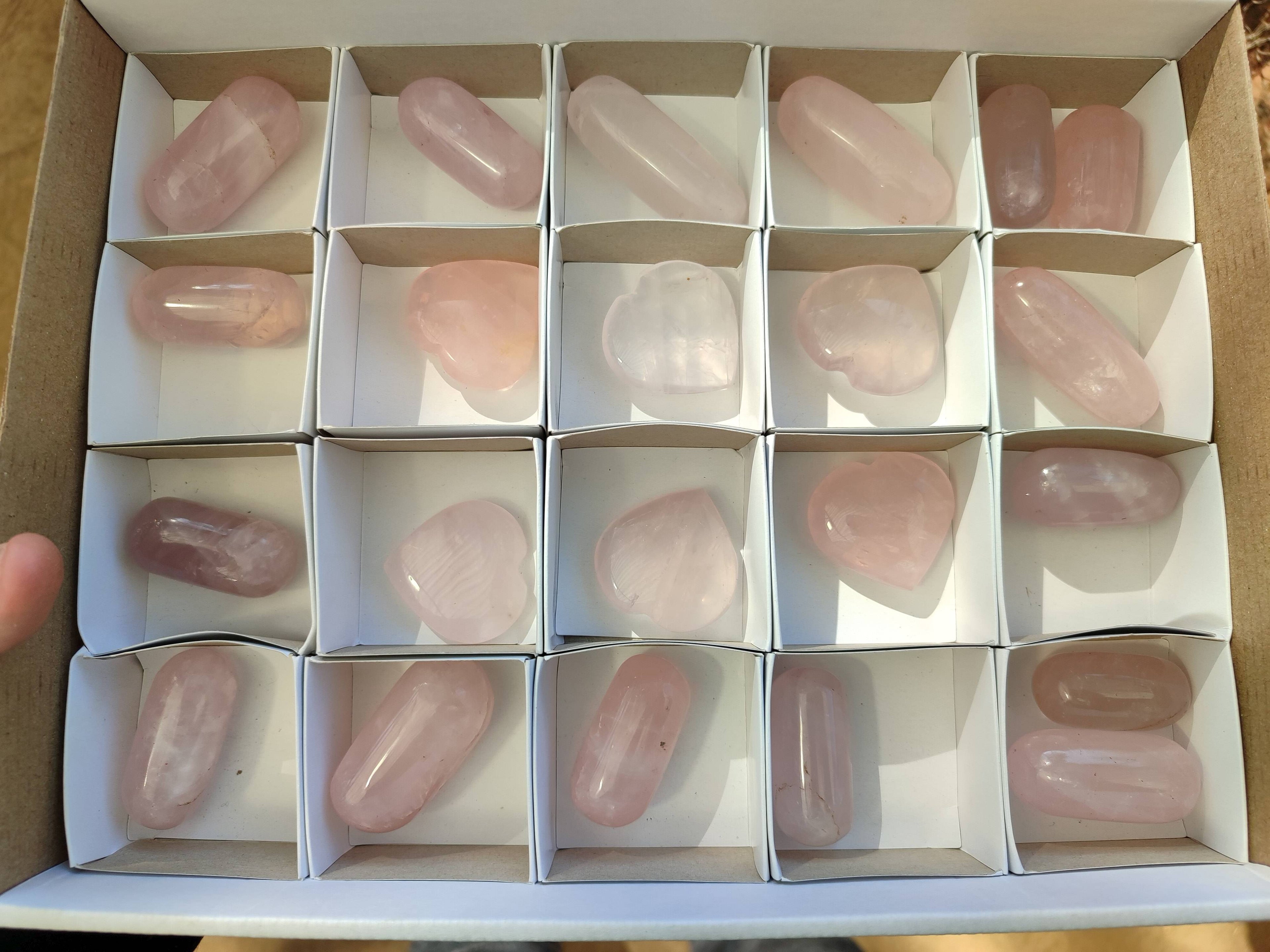 Polished Rose Quartz Hearts And Bullets x 22 From Madagascar - Toprock Gemstones and Minerals 