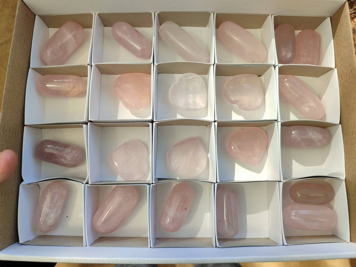 Polished Rose Quartz Hearts And Bullets x 22 From Madagascar - Toprock Gemstones and Minerals 