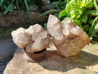 Natural Smokey Phantom Quartz Clusters x 3 From Luena, Congo - Toprock Gemstones and Minerals 