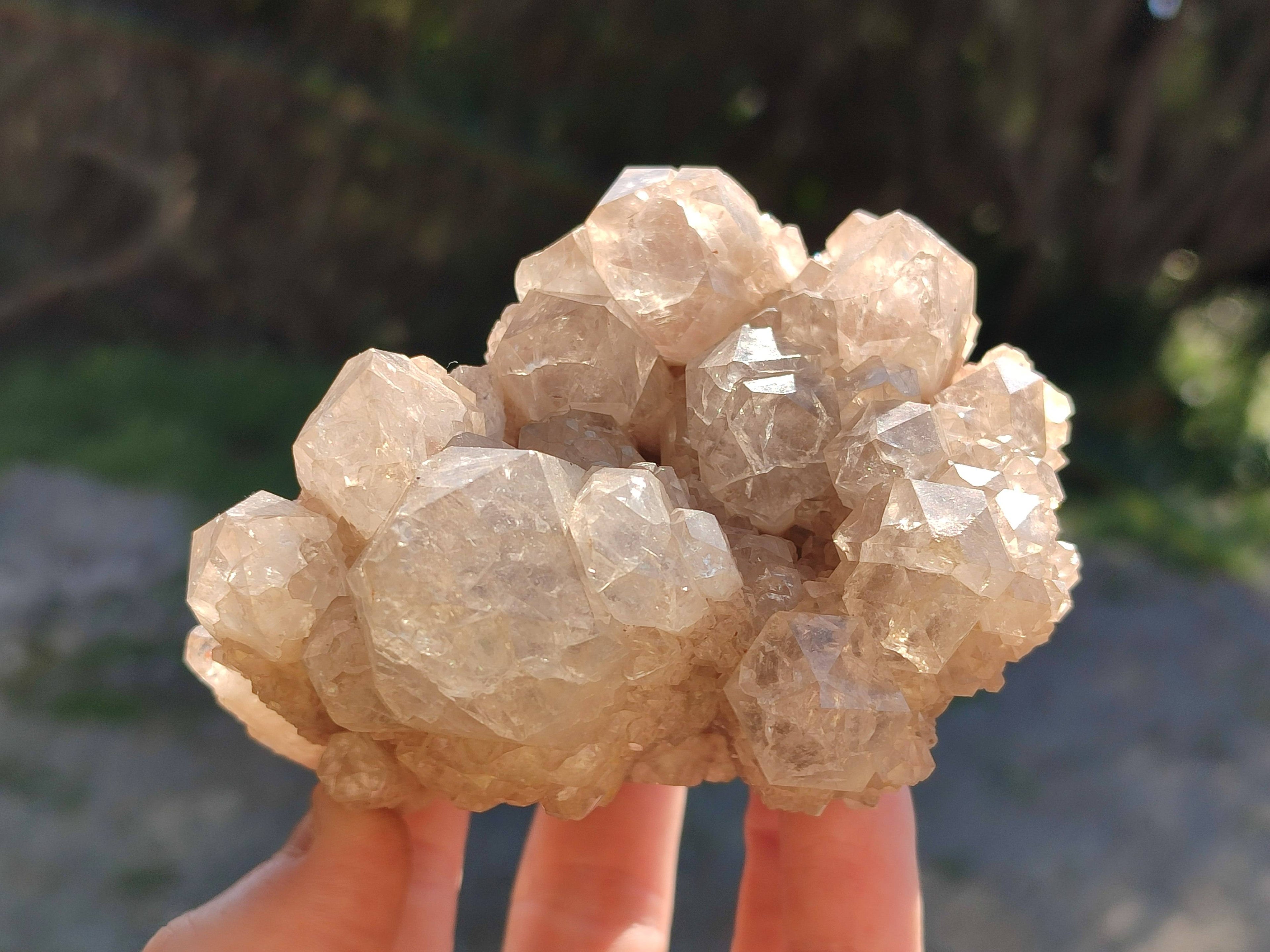 Natural Smokey Phantom Quartz Clusters x 3 From Luena, Congo - Toprock Gemstones and Minerals 