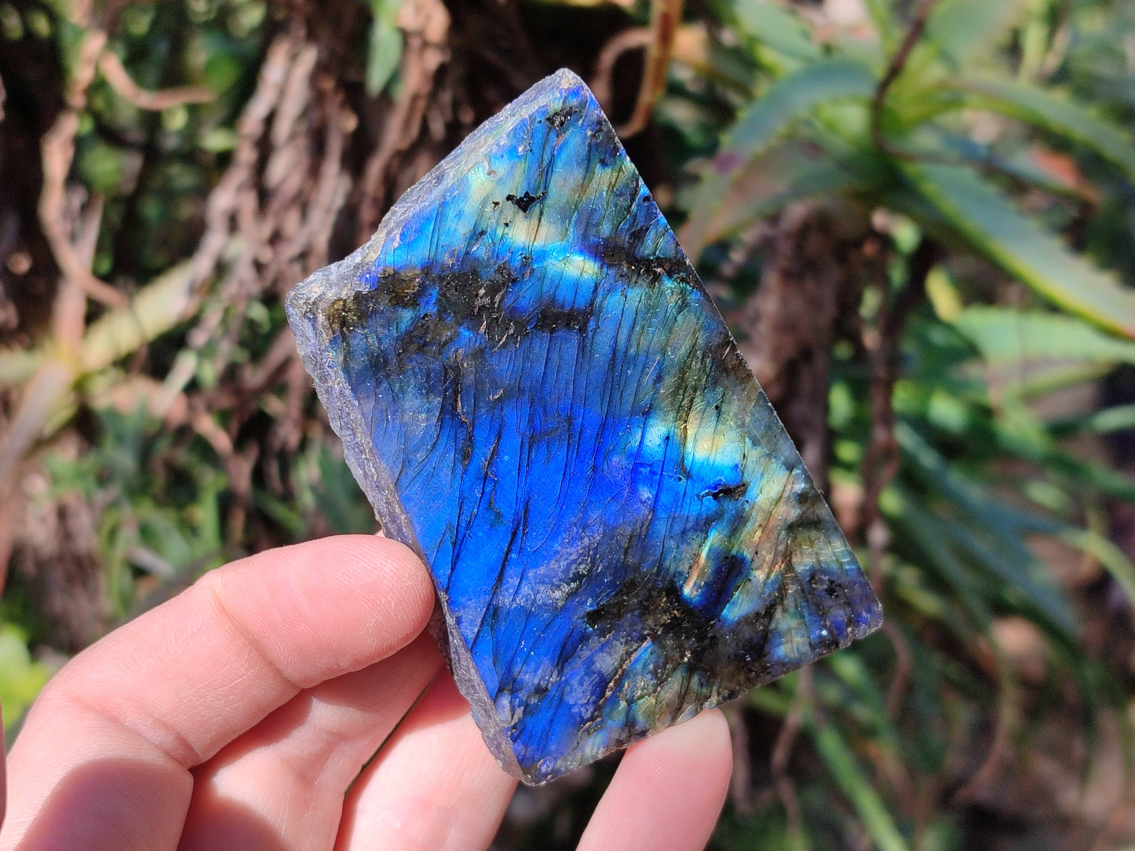 Polished On One Side Labradorite x 12 From Tulear, Madagascar - Toprock Gemstones and Minerals 