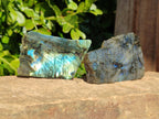 Polished On One Side Labradorite x 12 From Tulear, Madagascar - Toprock Gemstones and Minerals 