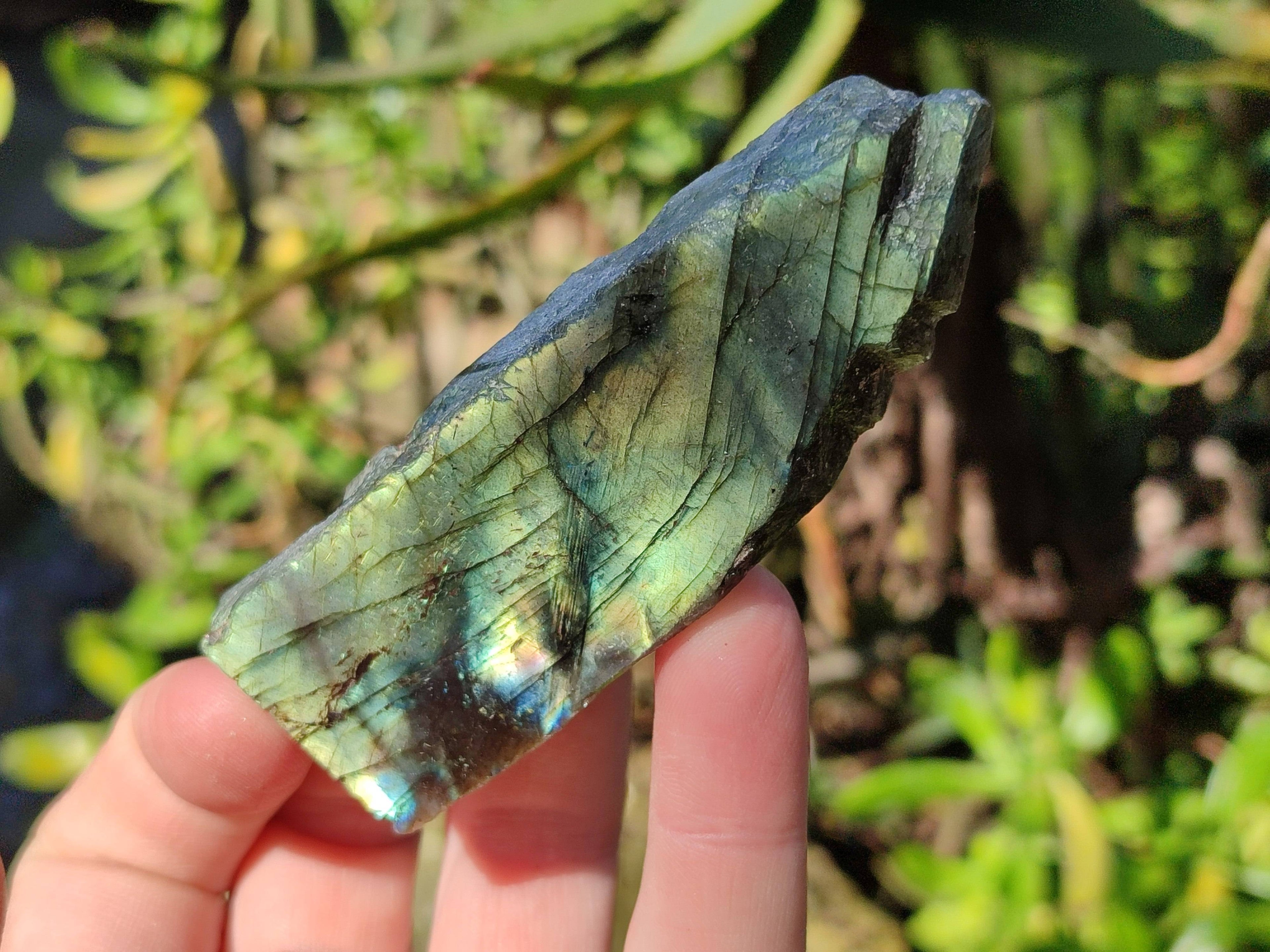 Polished On One Side Labradorite x 12 From Tulear, Madagascar - Toprock Gemstones and Minerals 