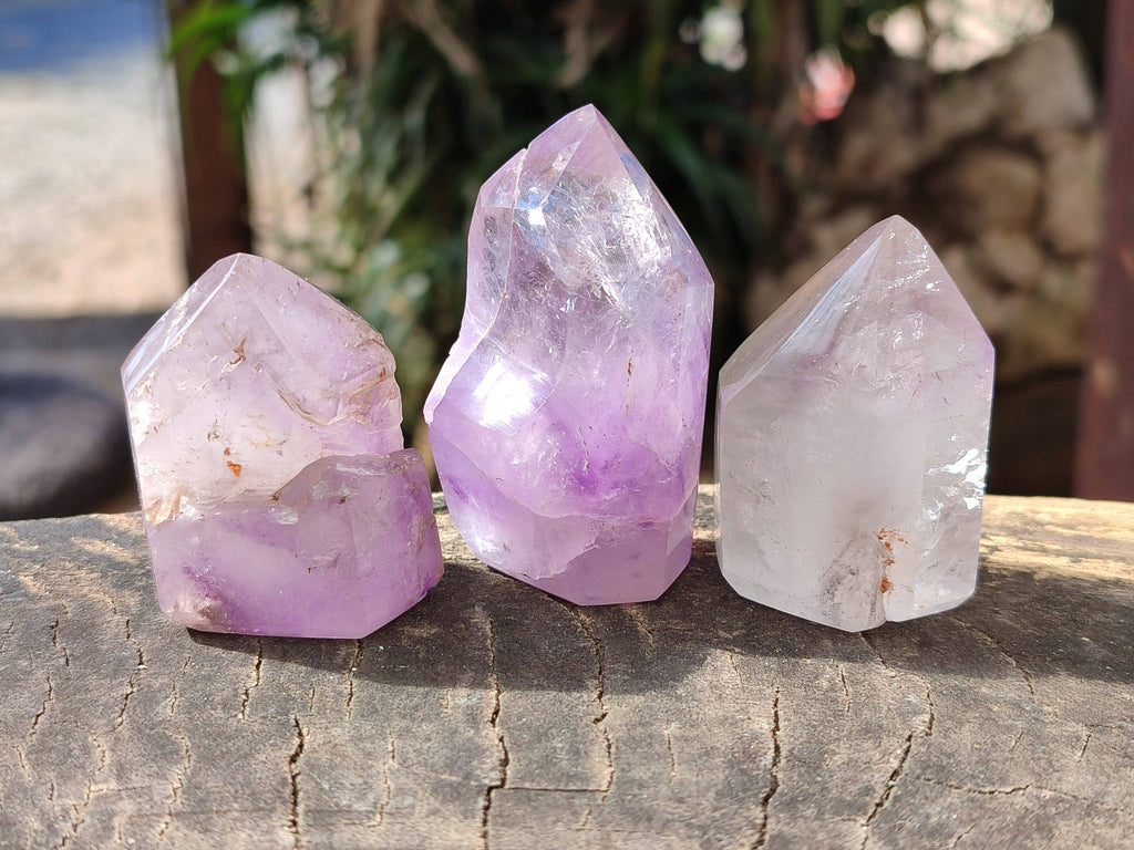 Polished Window Amethyst Crystals x 12 From Madagascar - Toprock Gemstones and Minerals 