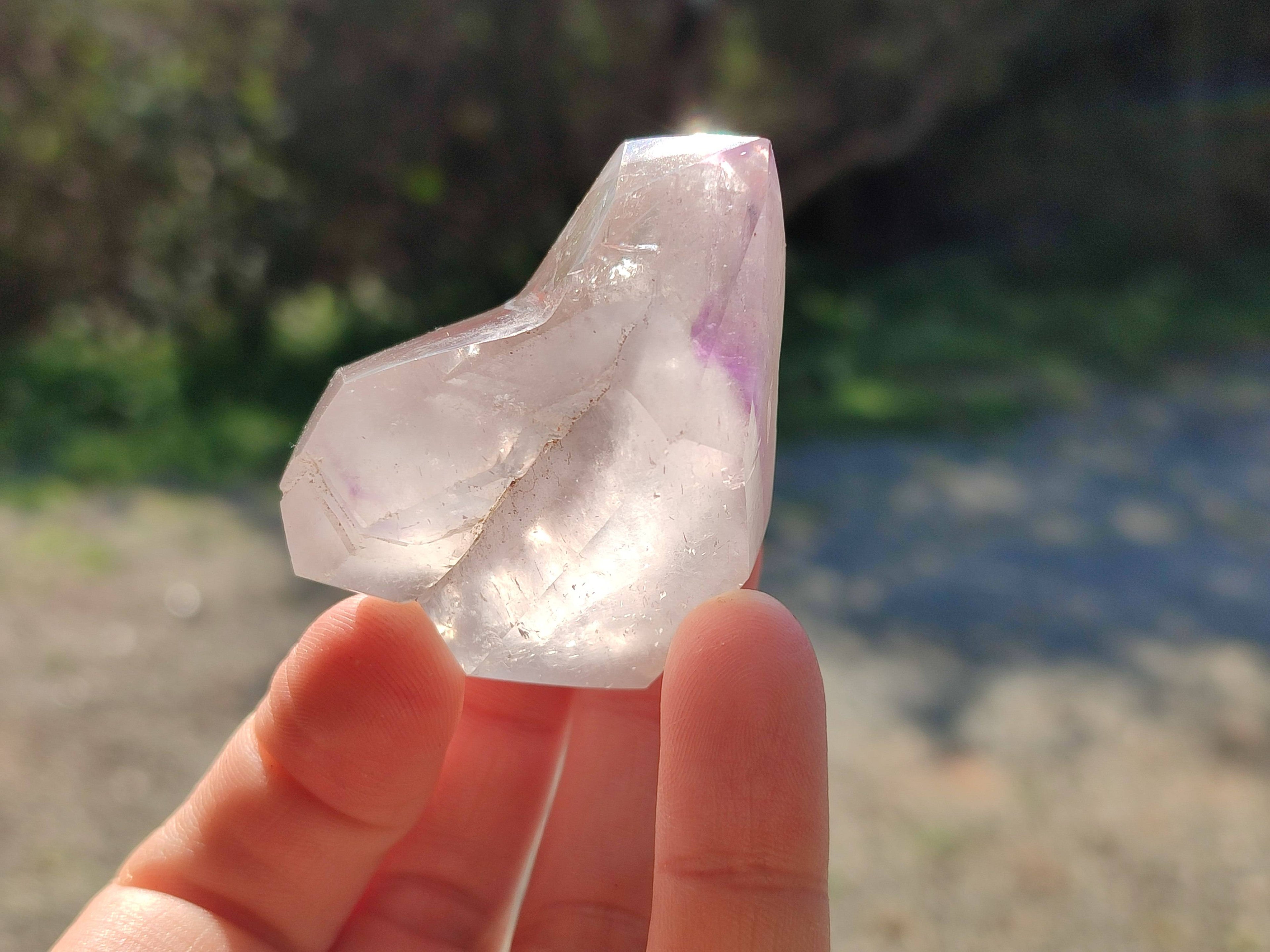 Polished Window Amethyst Crystals x 12 From Madagascar - Toprock Gemstones and Minerals 