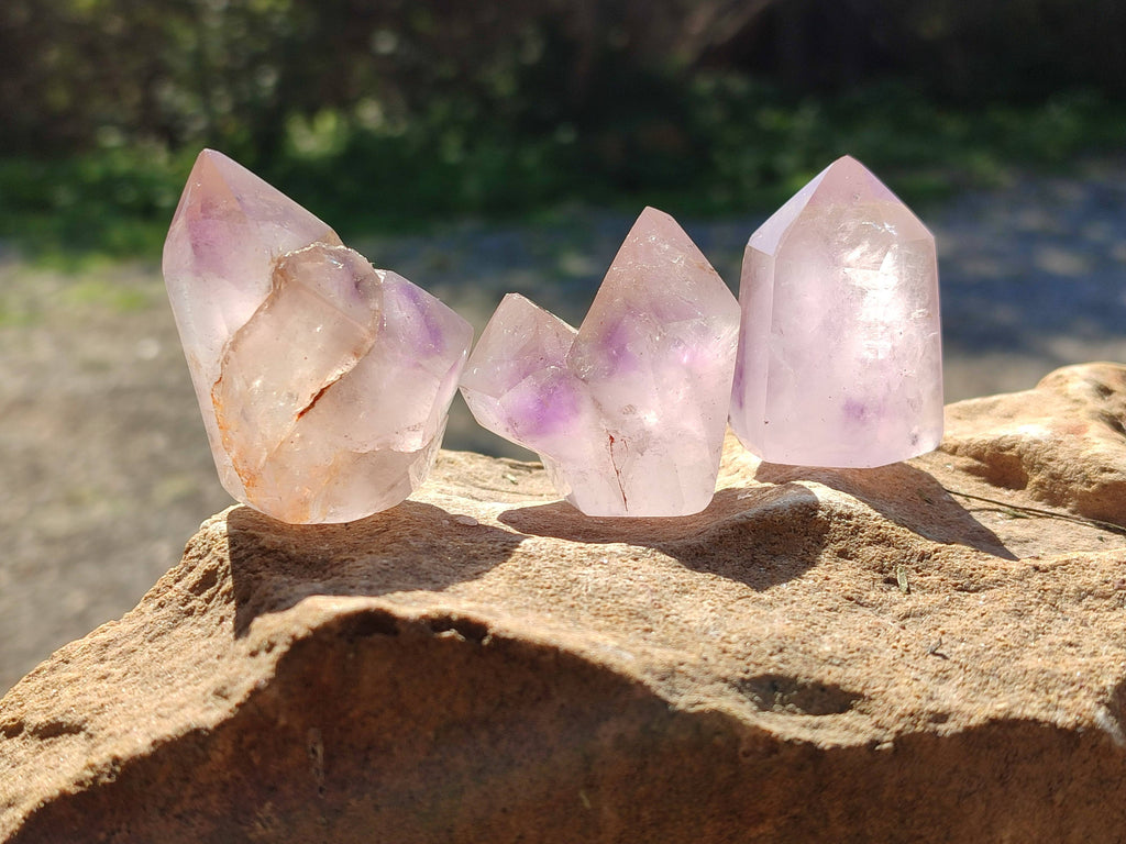 Polished Window Amethyst Crystals x 12 From Madagascar - Toprock Gemstones and Minerals 