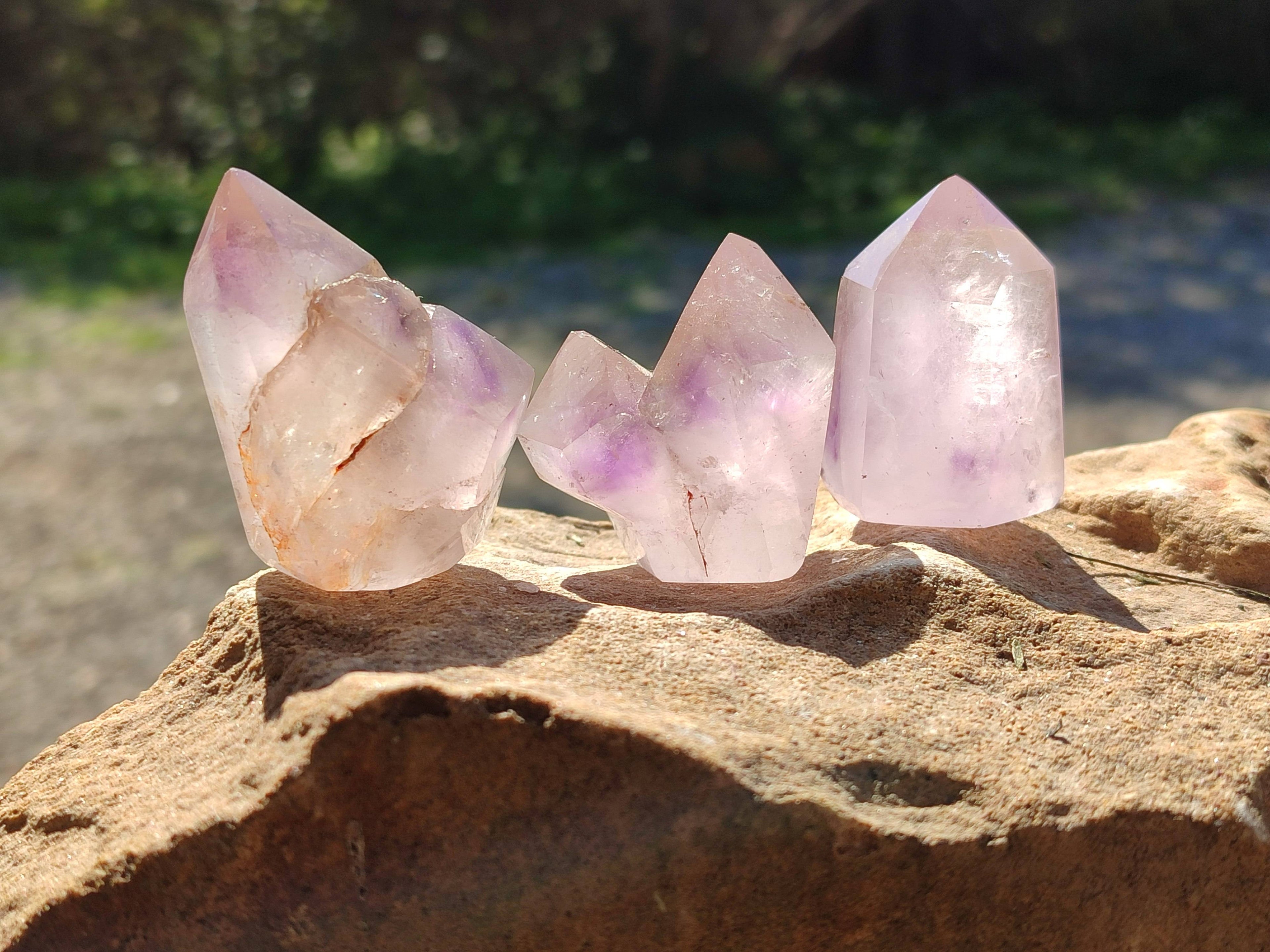 Polished Window Amethyst Crystals x 12 From Madagascar - Toprock Gemstones and Minerals 