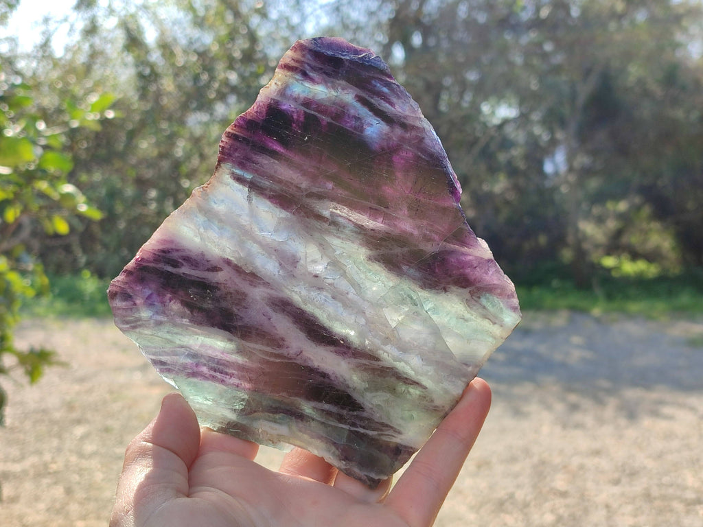 Polished Watermelon Fluorite Slices x 8 From Uis, Namibia - Toprock Gemstones and Minerals 
