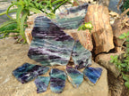 Polished Watermelon Fluorite Slices x 8 From Uis, Namibia - Toprock Gemstones and Minerals 