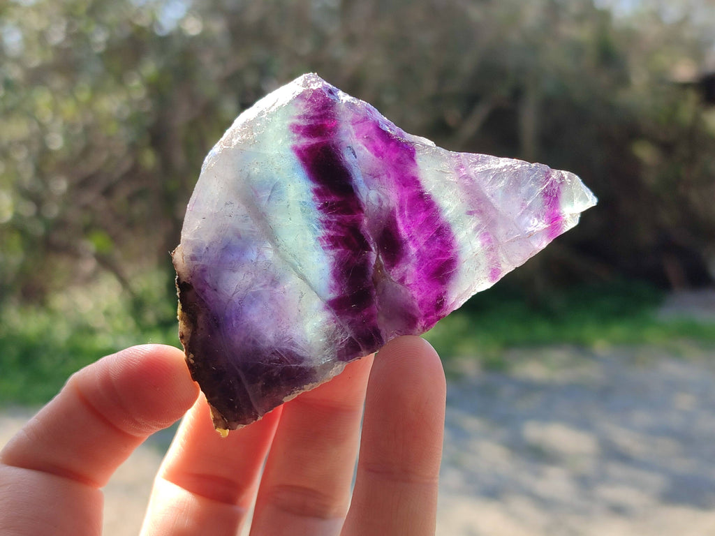 Polished Watermelon Fluorite Slices x 8 From Uis, Namibia - Toprock Gemstones and Minerals 