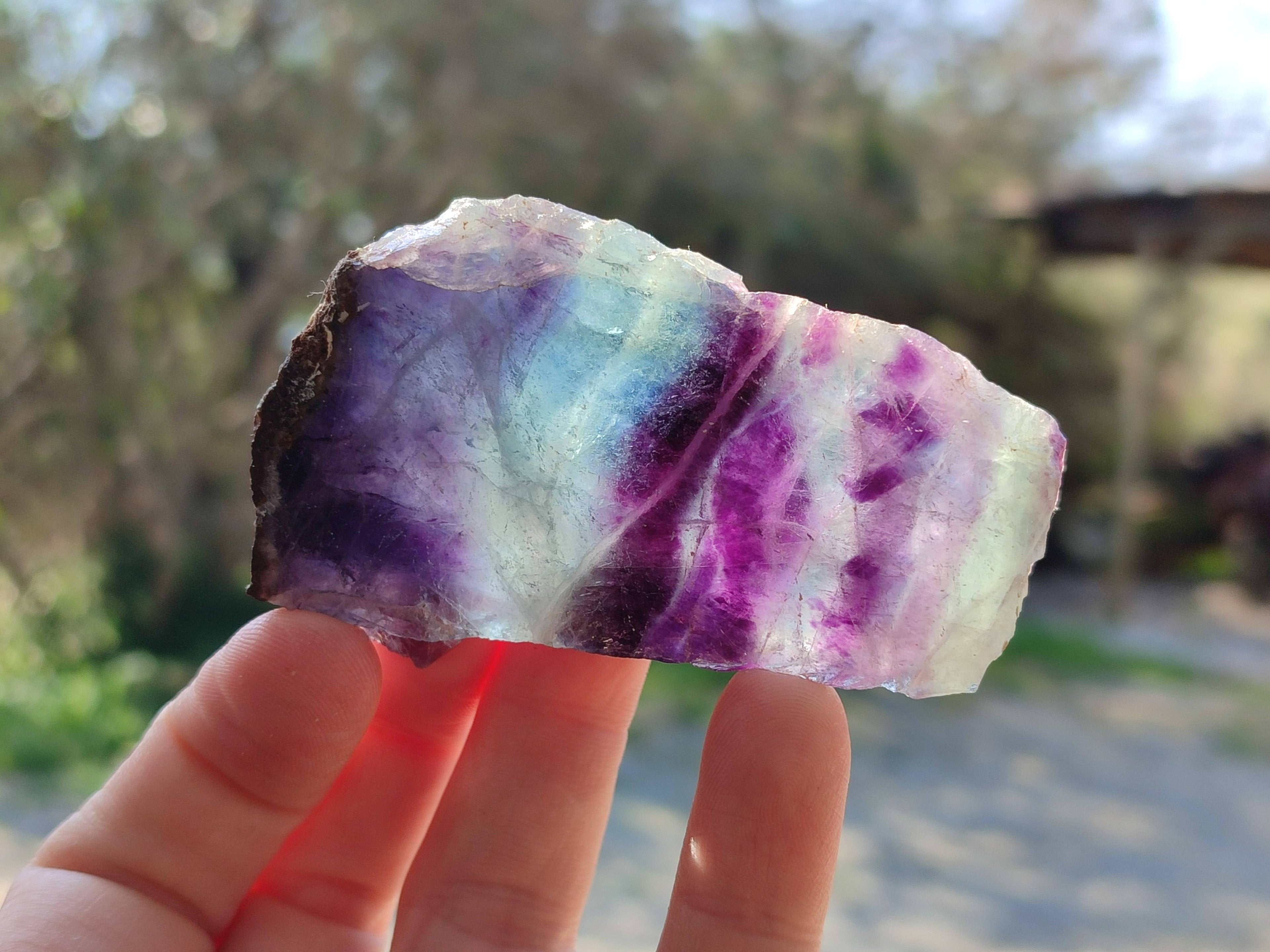 Polished Watermelon Fluorite Slices x 8 From Uis, Namibia - Toprock Gemstones and Minerals 
