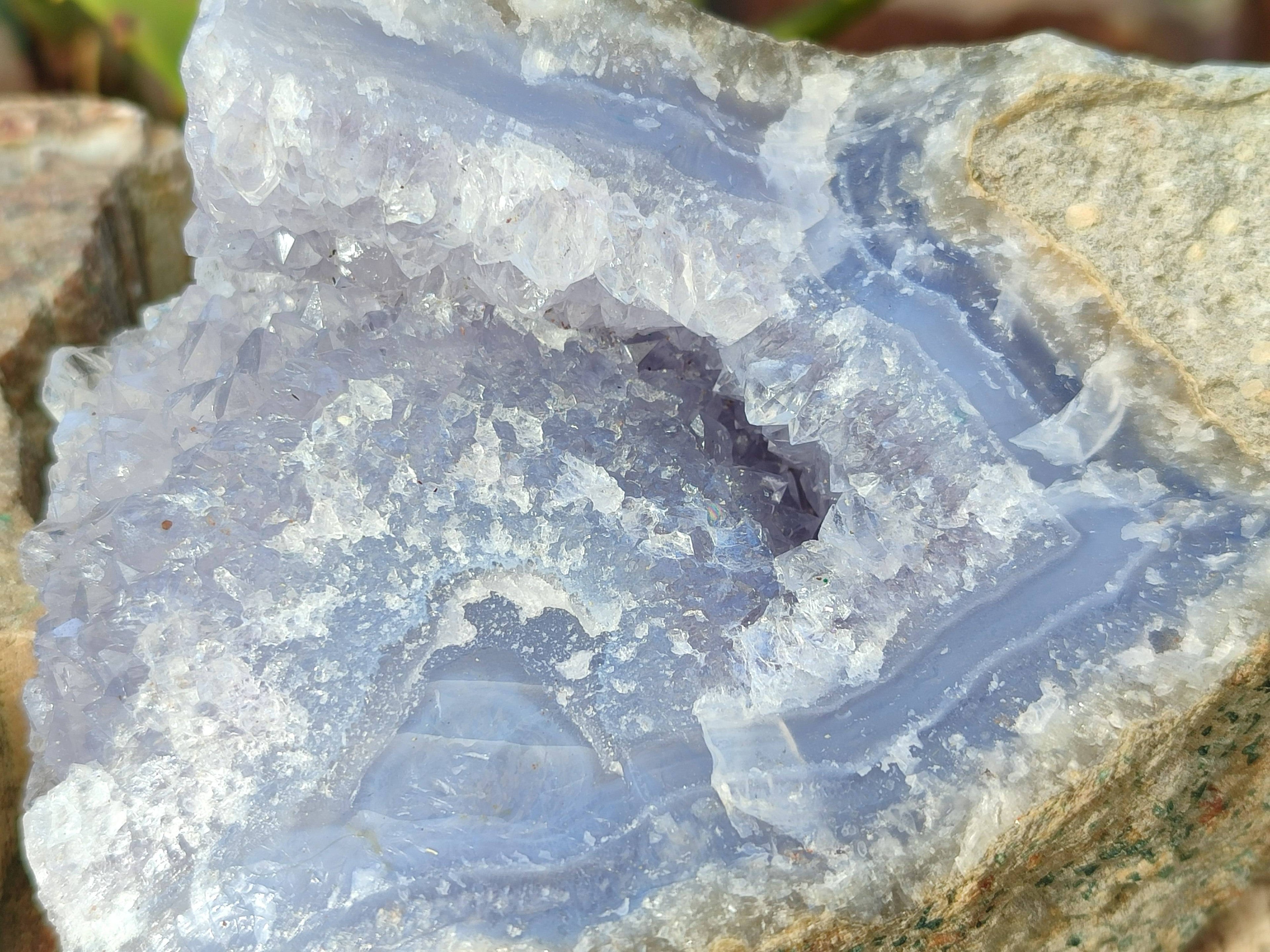 Natural Blue Lace Agate Geode Specimens x 6 From Malawi - Toprock Gemstones and Minerals 