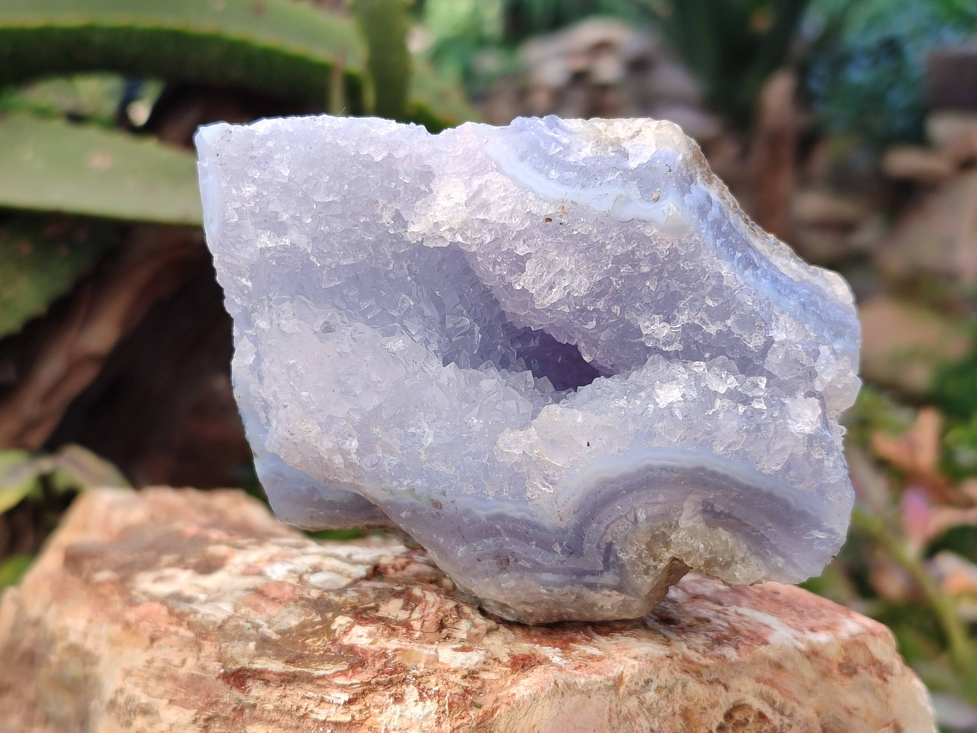 Natural Blue Lace Agate Geode Specimens x 6 From Malawi - Toprock Gemstones and Minerals 