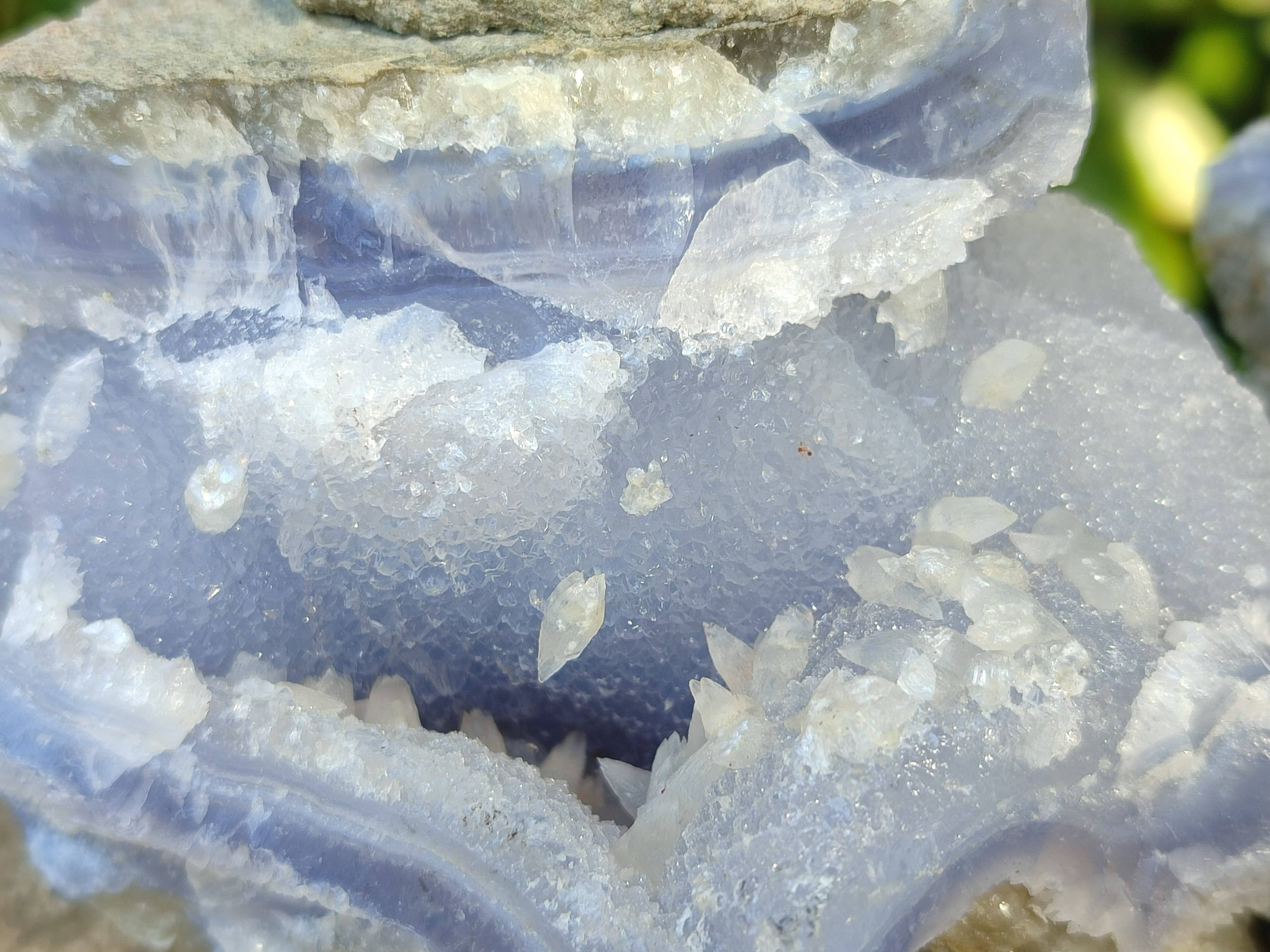 Natural Blue Lace Agate Geode Specimens x 6 From Malawi - Toprock Gemstones and Minerals 