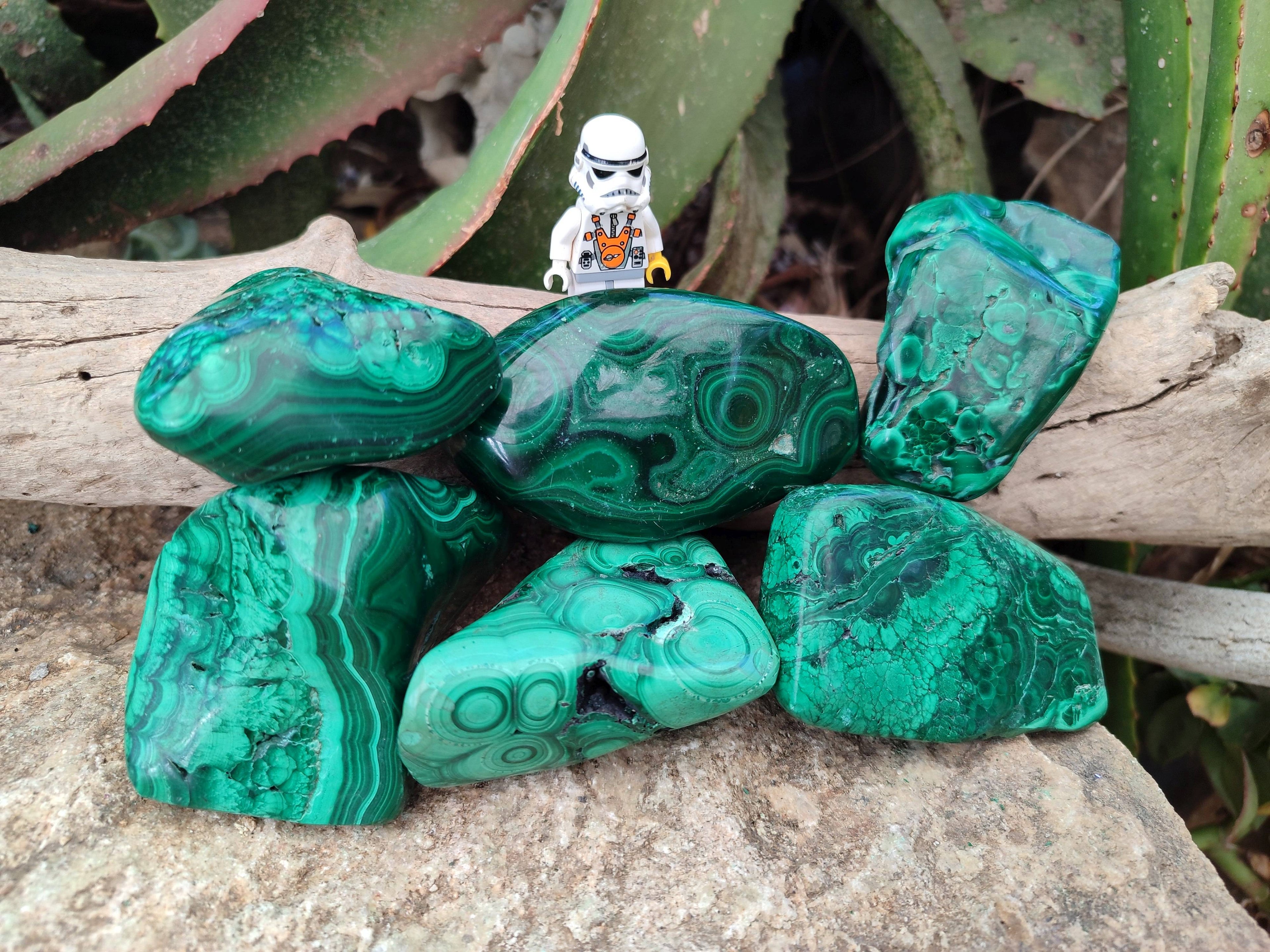 Polished Flower Malachite Free Forms x 6 From Congo - Toprock Gemstones and Minerals 