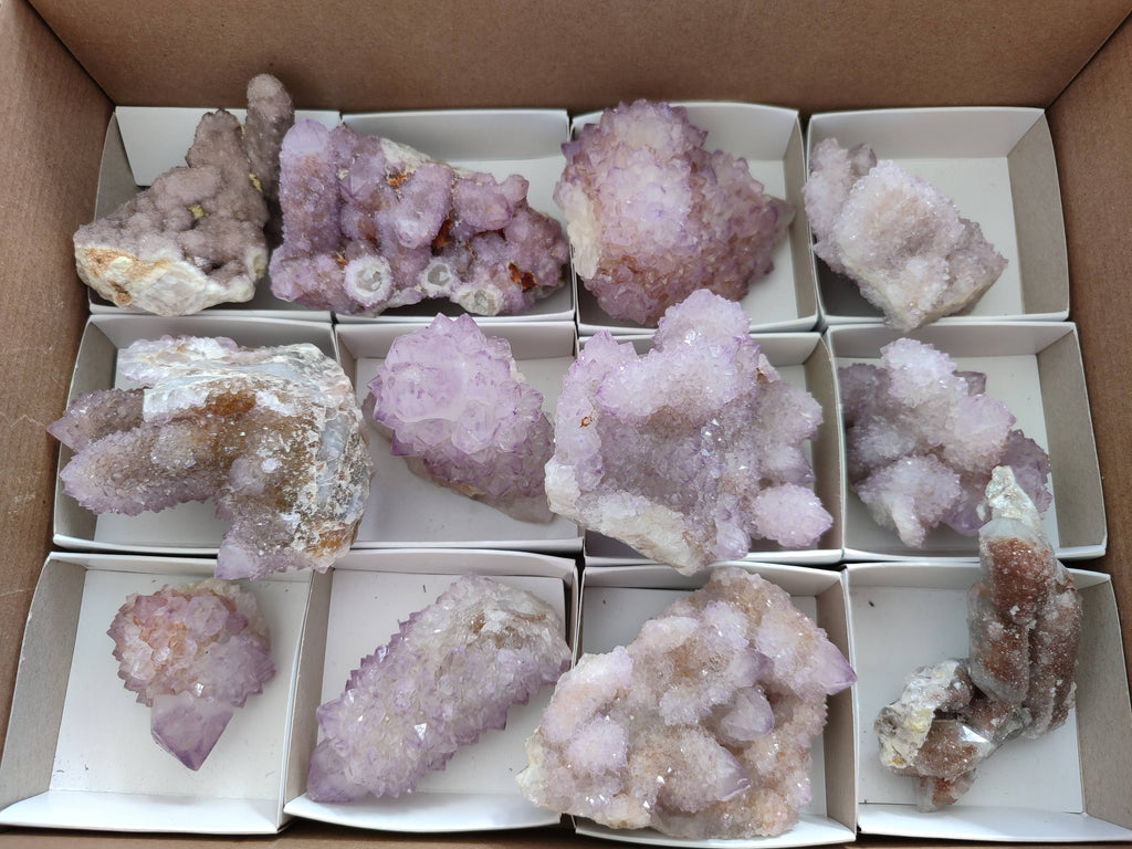 Natural Amethyst Spirit Quartz Clusters x 12 From Boekenhouthoek, South Africa - Toprock Gemstones and Minerals 