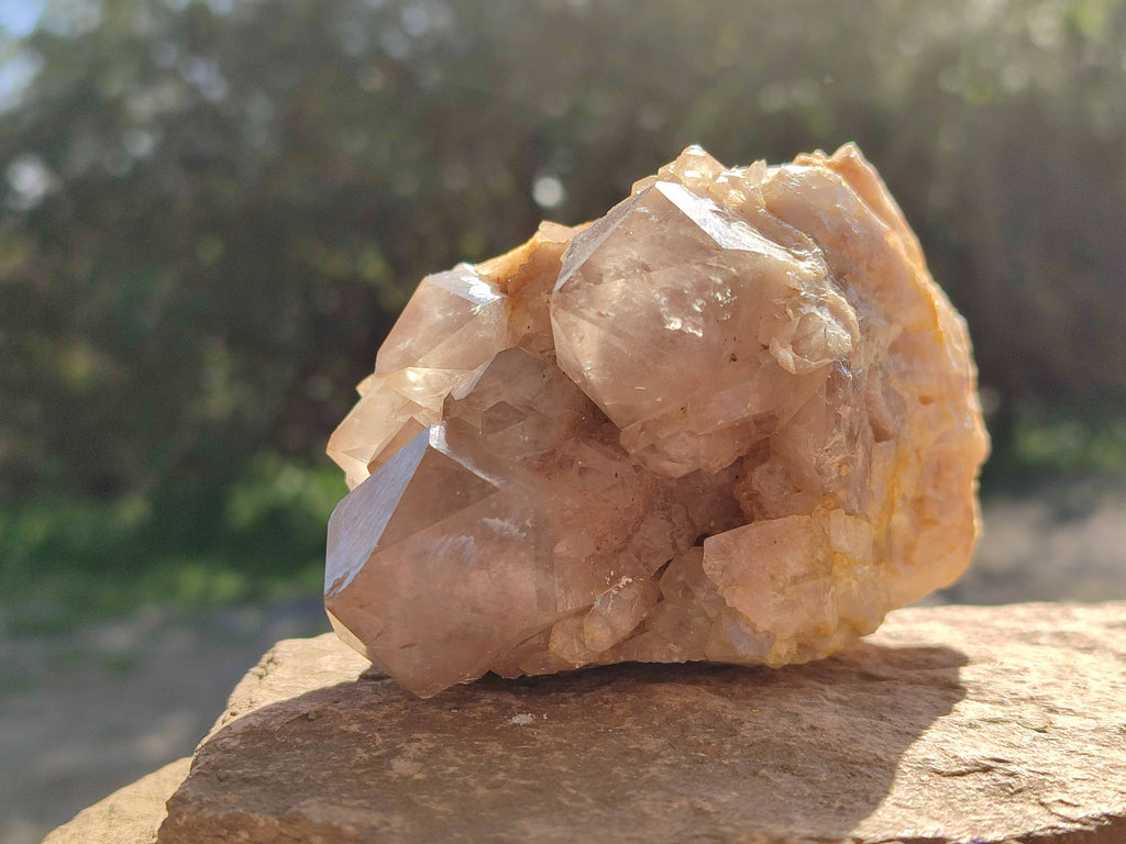 Natural Phantom Smokey Quartz Clusters x 3 From Luena, Congo - Toprock Gemstones and Minerals 