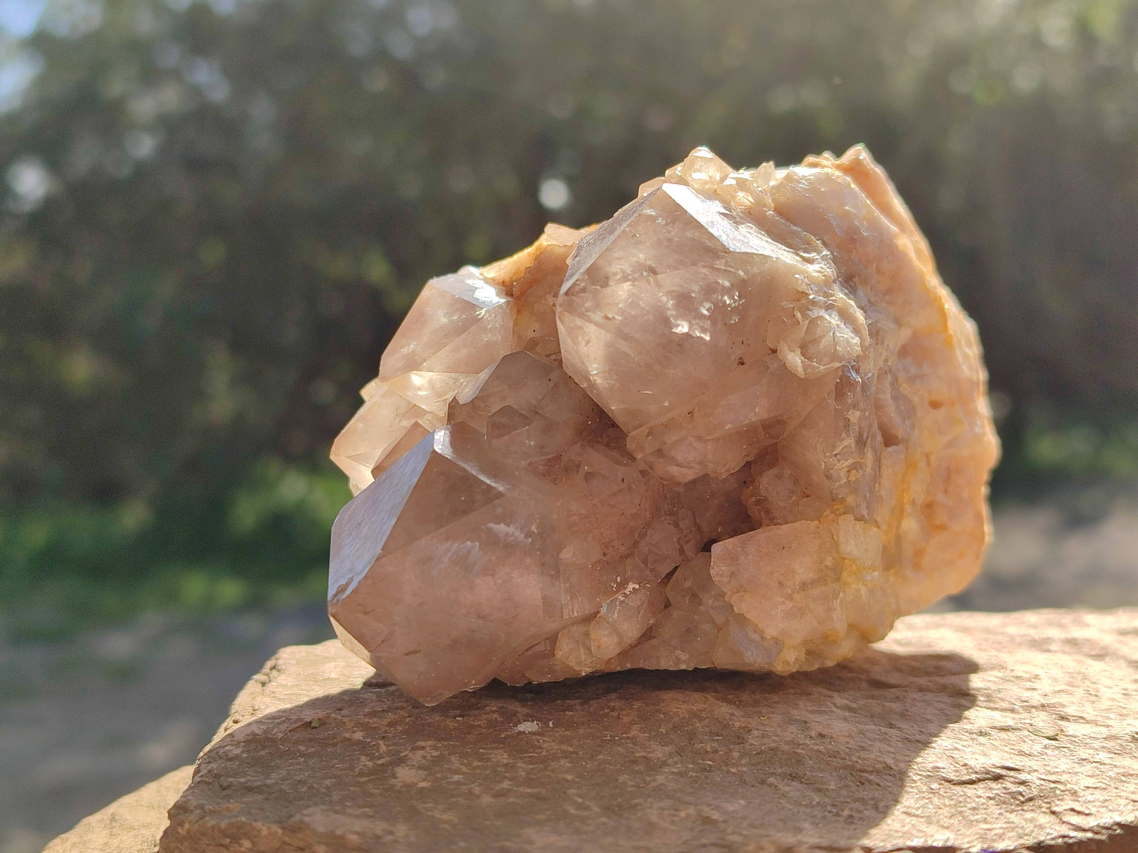 Natural Phantom Smokey Quartz Clusters x 3 From Luena, Congo - Toprock Gemstones and Minerals 