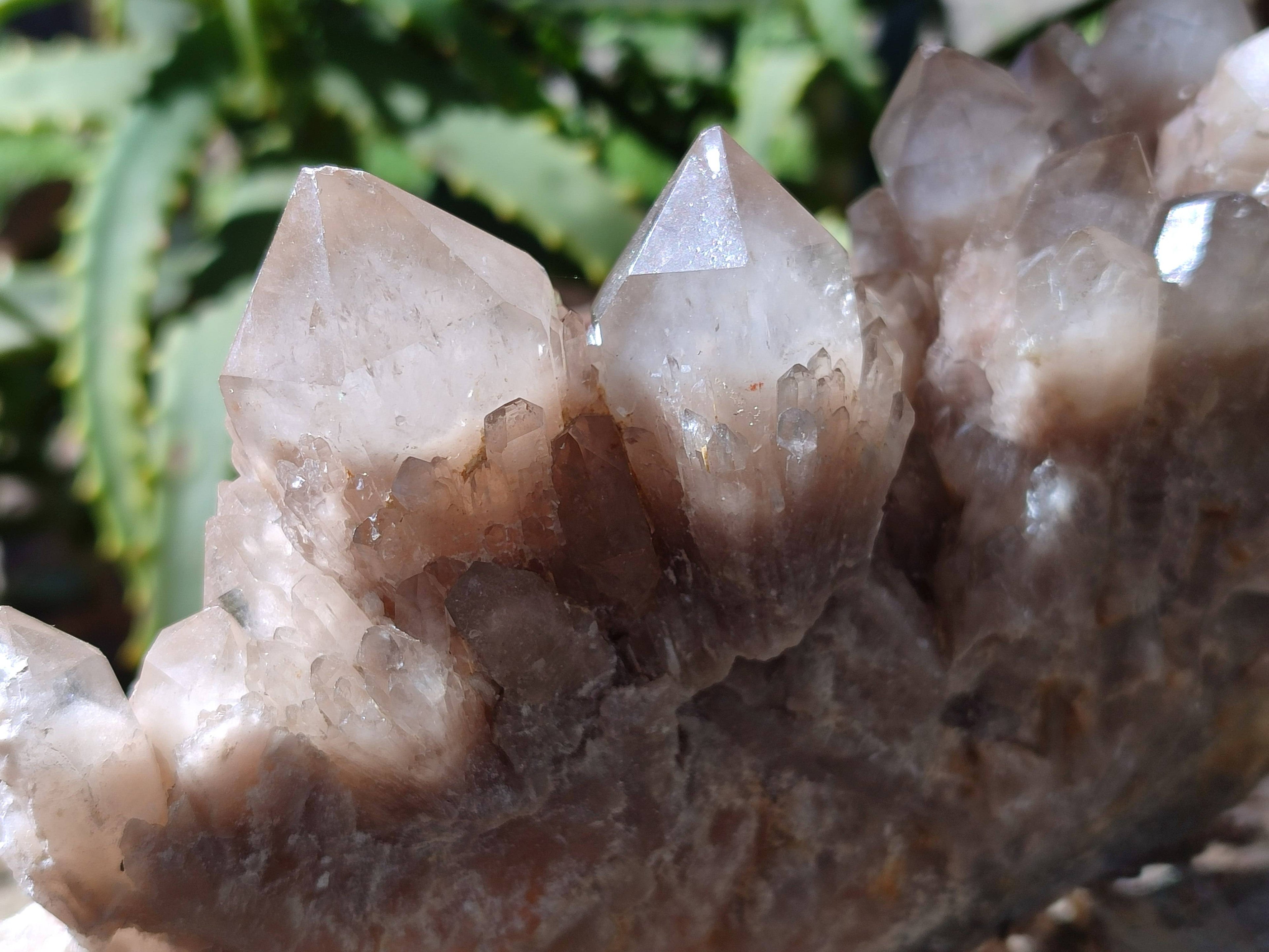 Natural Phantom Smokey Quartz Clusters x 3 From Luena, Congo - Toprock Gemstones and Minerals 