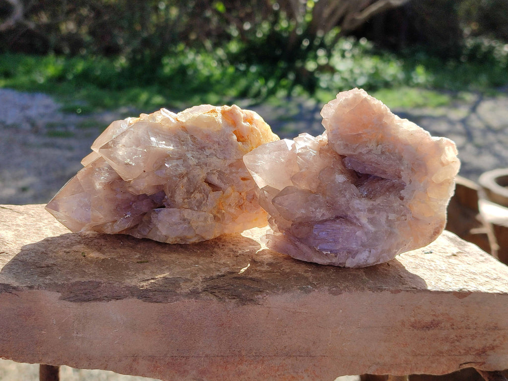 Natural Phantom Smokey Quartz Clusters x 3 From Luena, Congo - Toprock Gemstones and Minerals 