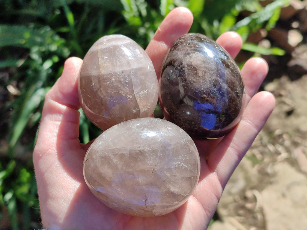 Polished Smokey Quartz Eggs x 6 From Madagascar - Toprock Gemstones and Minerals 