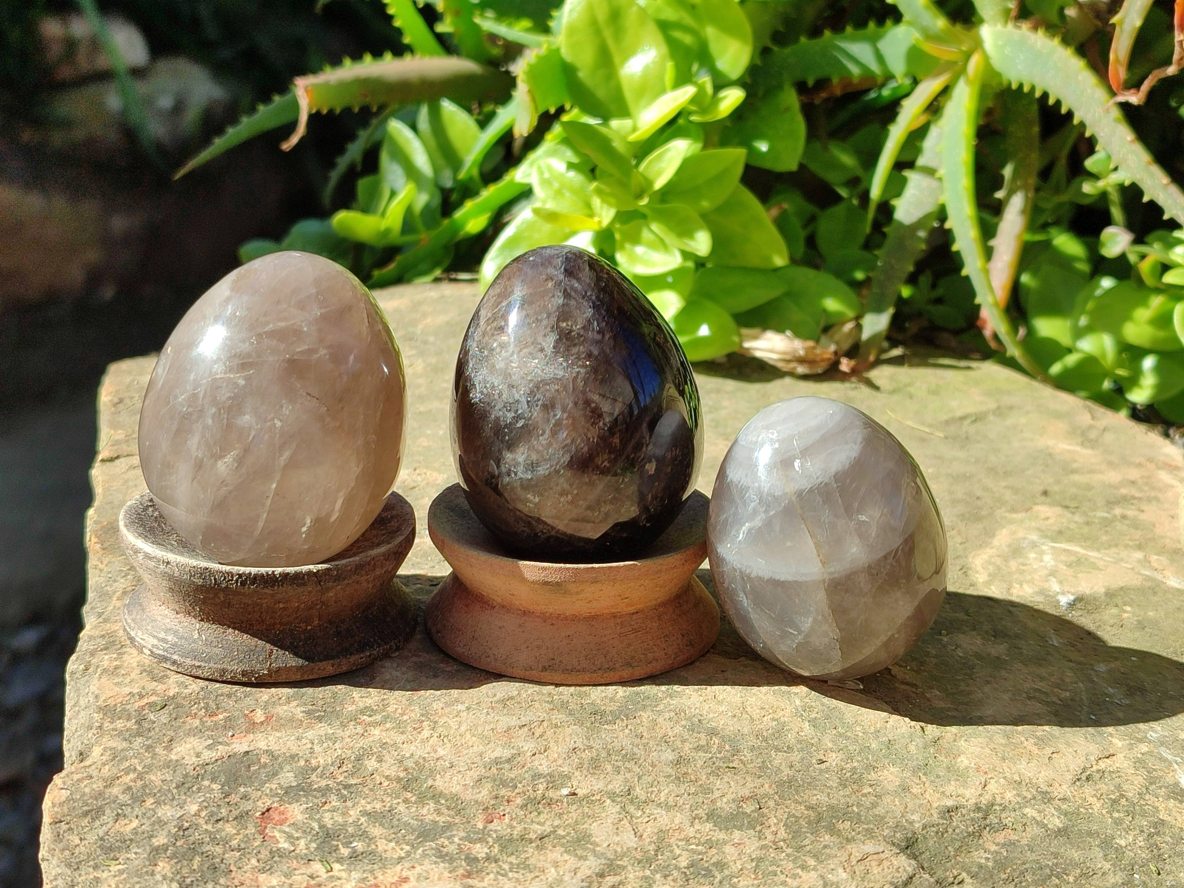 Polished Smokey Quartz Eggs x 6 From Madagascar - Toprock Gemstones and Minerals 