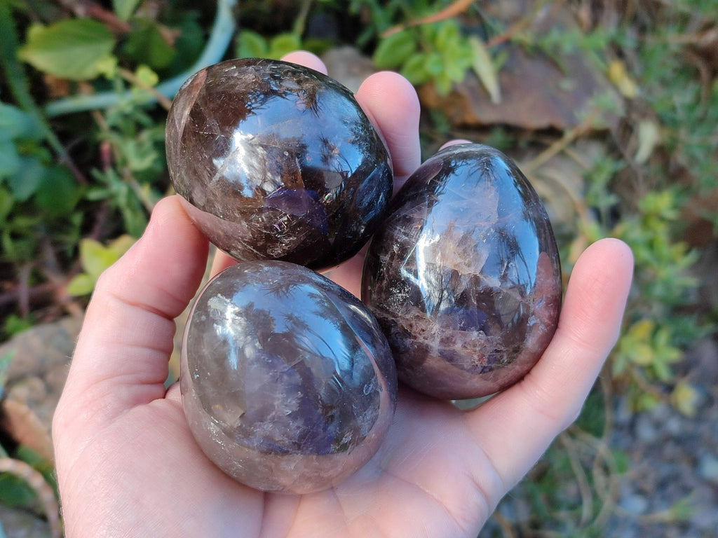 Polished Smokey Quartz Eggs x 6 From Madagascar - Toprock Gemstones and Minerals 