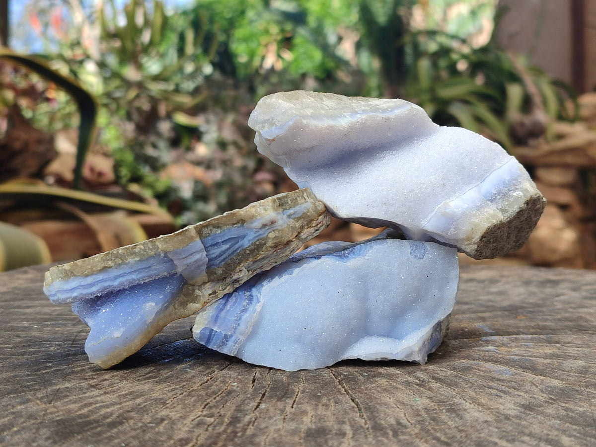 Natural Blue Lace Agate Geode Specimens x 12 From Malawi - Toprock Gemstones and Minerals 