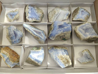 Natural Blue Lace Agate Geode Specimens x 12 From Malawi