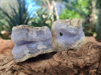 Natural Blue Lace Agate Geode Specimens x 12 From Malawi