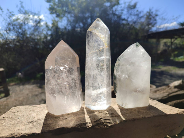 Polished Clear Quartz Crystals x 3 From Madagascar - Toprock Gemstones and Minerals 