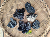 Natural Schorl Black Tourmaline Specimens x 6 From Erongo, Namibia