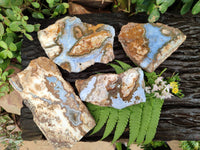 Polished On One Side 'Crazy' Blue Lace Agate x 4 From Namibia