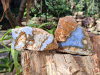Polished On One Side 'Crazy' Blue Lace Agate x 4 From Namibia - Toprock Gemstones and Minerals 