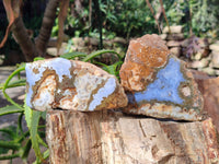 Polished On One Side 'Crazy' Blue Lace Agate x 4 From Namibia
