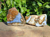 Polished On One Side 'Crazy' Blue Lace Agate x 4 From Namibia