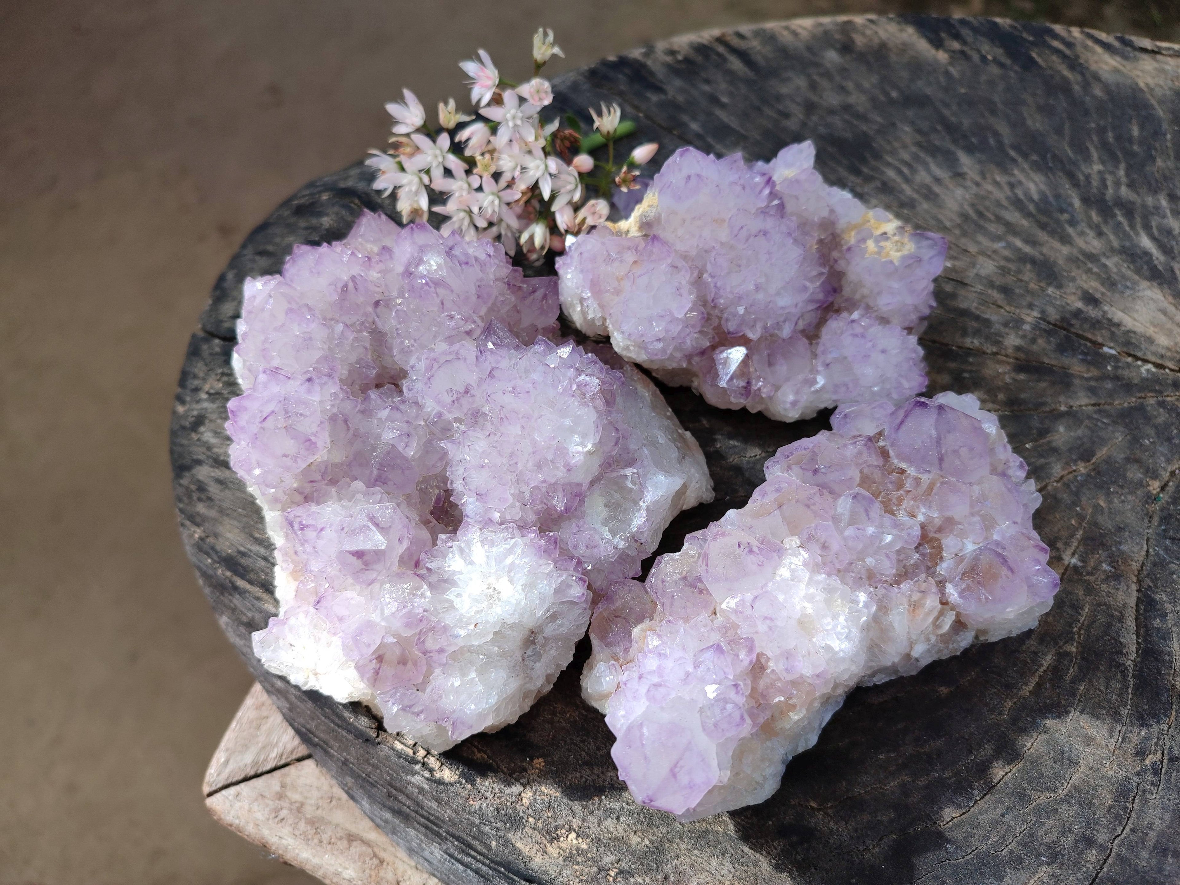 Natural Amethyst Spirit Quartz Clusters x 3 From Boekenhouthoek, South Africa - Toprock Gemstones and Minerals 