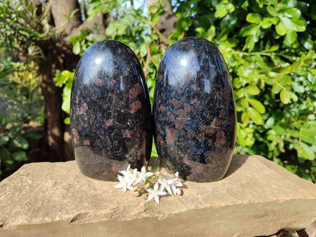 Polished Iolite Standing Free Forms x 2 From Ambatofinandrahana, Madagascar - Toprock Gemstones and Minerals 