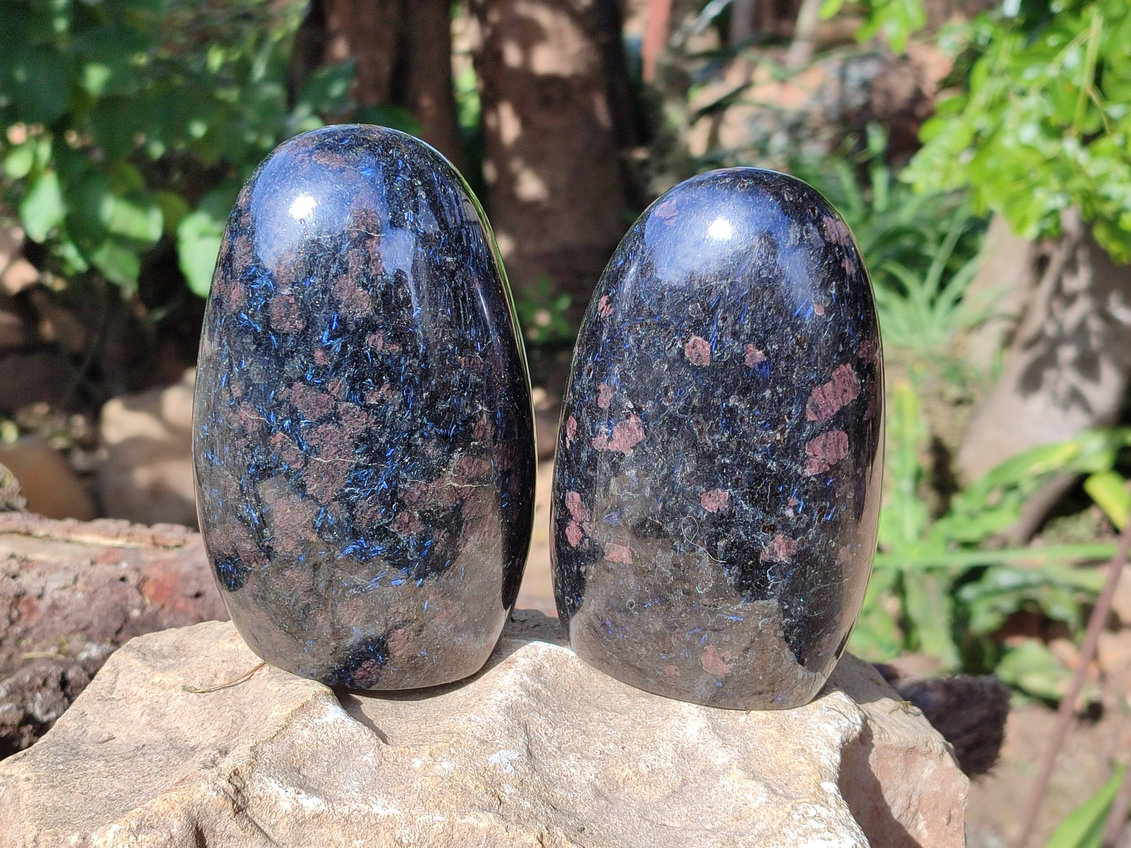 Polished Iolite Standing Free Forms x 2 From Ambatofinandrahana, Madagascar - Toprock Gemstones and Minerals 