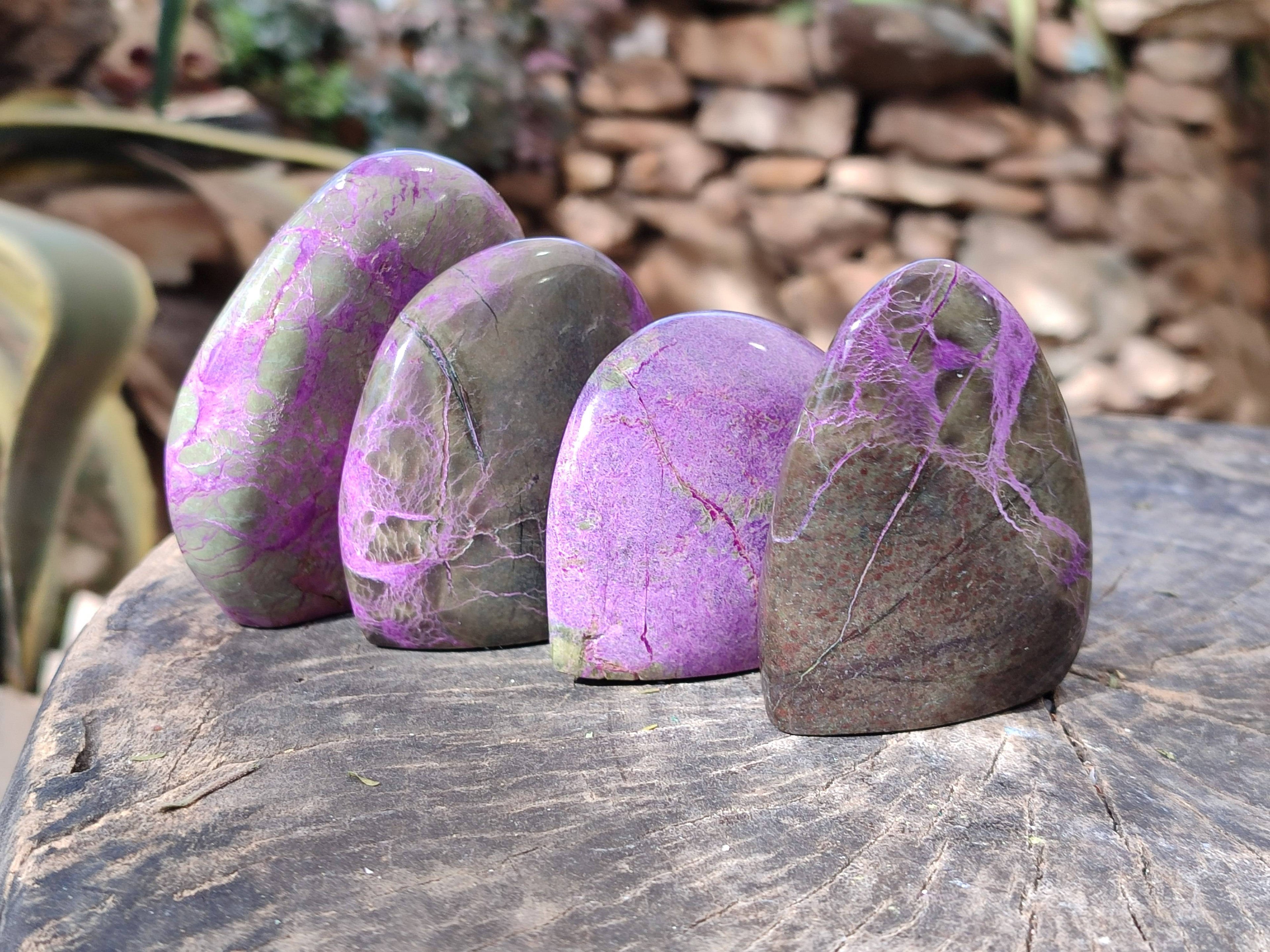 Polished Stichtite Standing Free Forms x 6 From Barberton, South Africa - Toprock Gemstones and Minerals 
