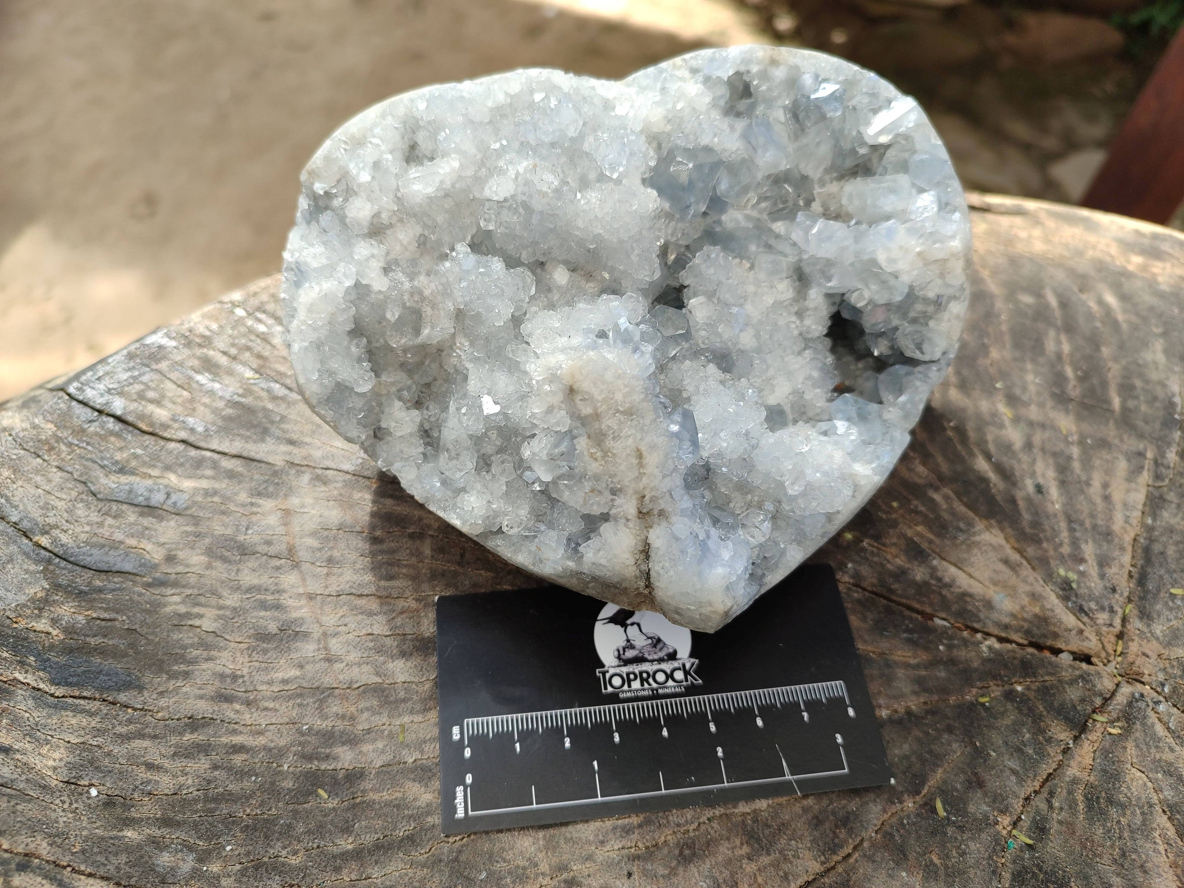 Polished Celestite Geode Heart x 1 From Sakoany, Madagascar - Toprock Gemstones and Minerals 